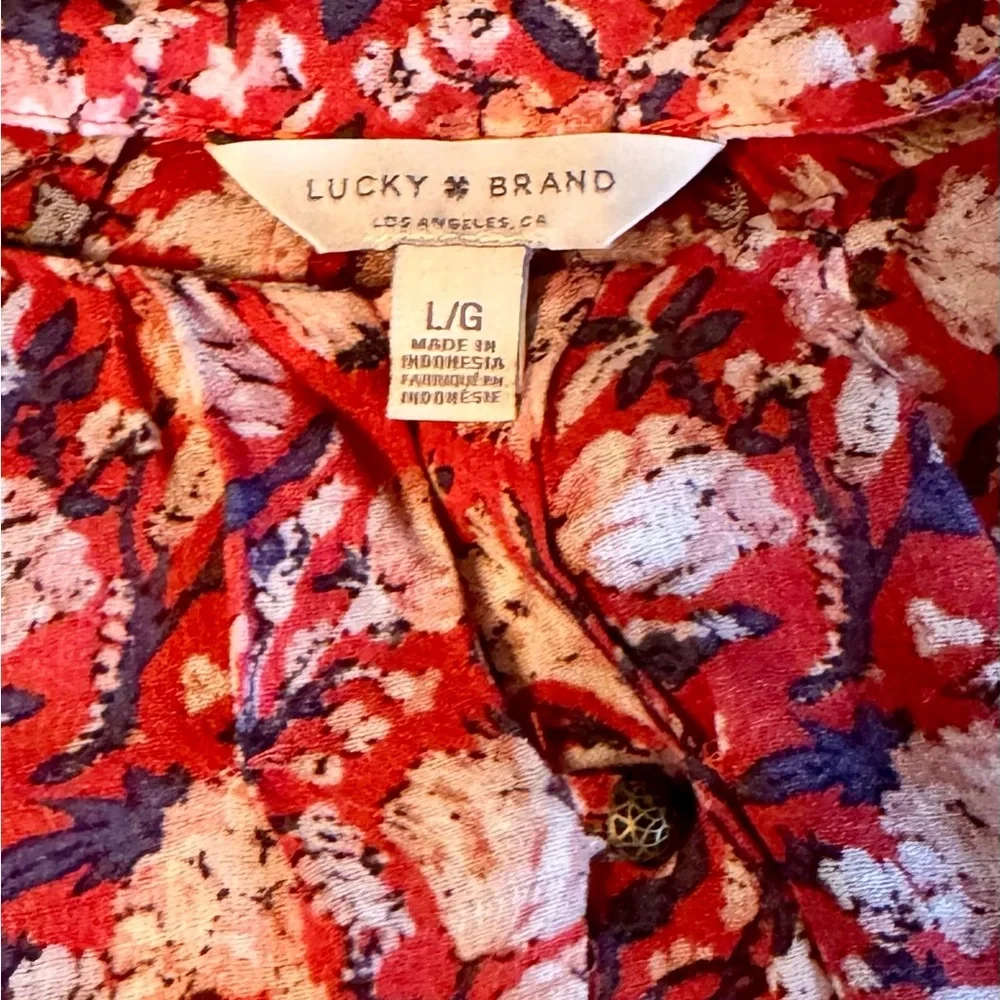 Lucky Brand Red and Cream Floral Blouse - Picture 6 of 10